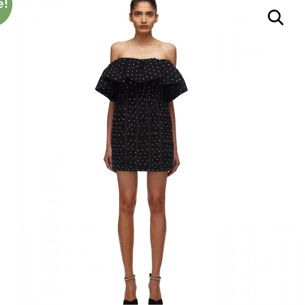 NWT Self-Portrait Black Diamante Frill Mini Dress. Size 6